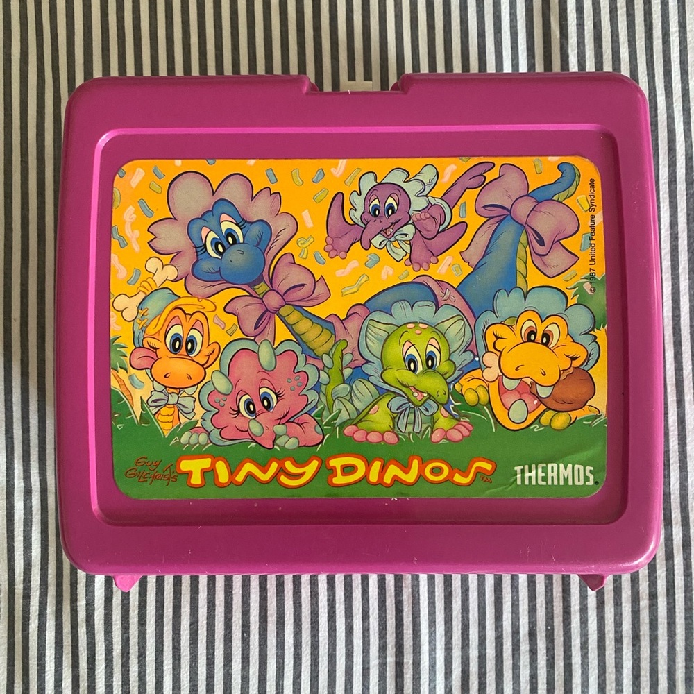 Vintage 1987 Guy Gilchrist’s Tiny Dinos Thermos Lunch Box